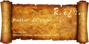 Radler Örzse névjegykártya